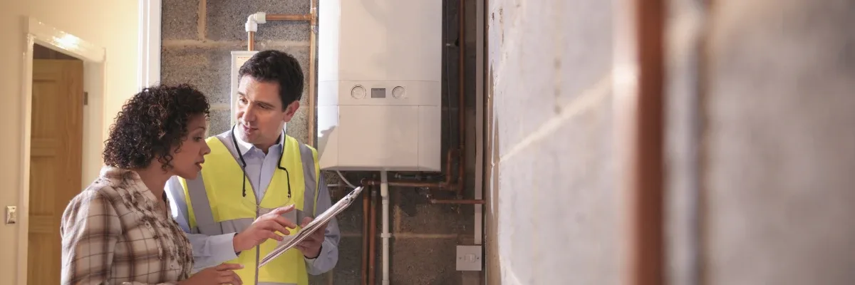 Gas Safe registered engineer servicing a Baxi boiler in London